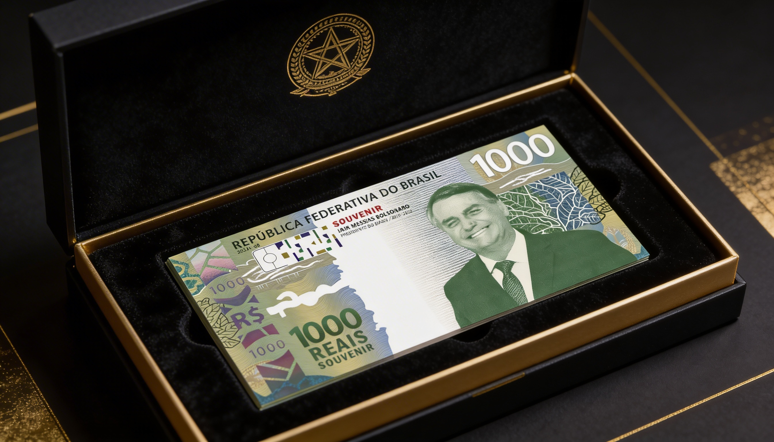 Cédula Bolsonaro em embalagem premium